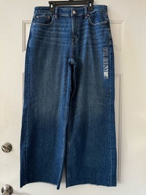 NWT American Eagle Dreamy Drape Wide Leg Jeans 10 /30W High Rise Dark Indigo